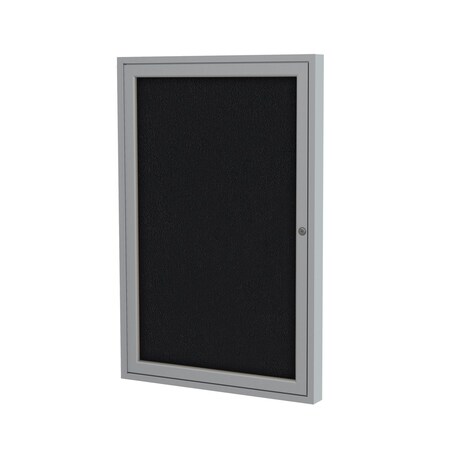 Ghent Enclosed Bulletin Board, 1 Door, Fabric, 3 ft H x 30 in W, Black PA13630F-95